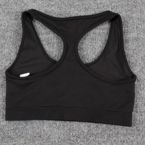 Alo Yoga Sports Bra Womens Medium Black Racerback Ribbed Athletic Yoga Workout - Picture 4 of 8